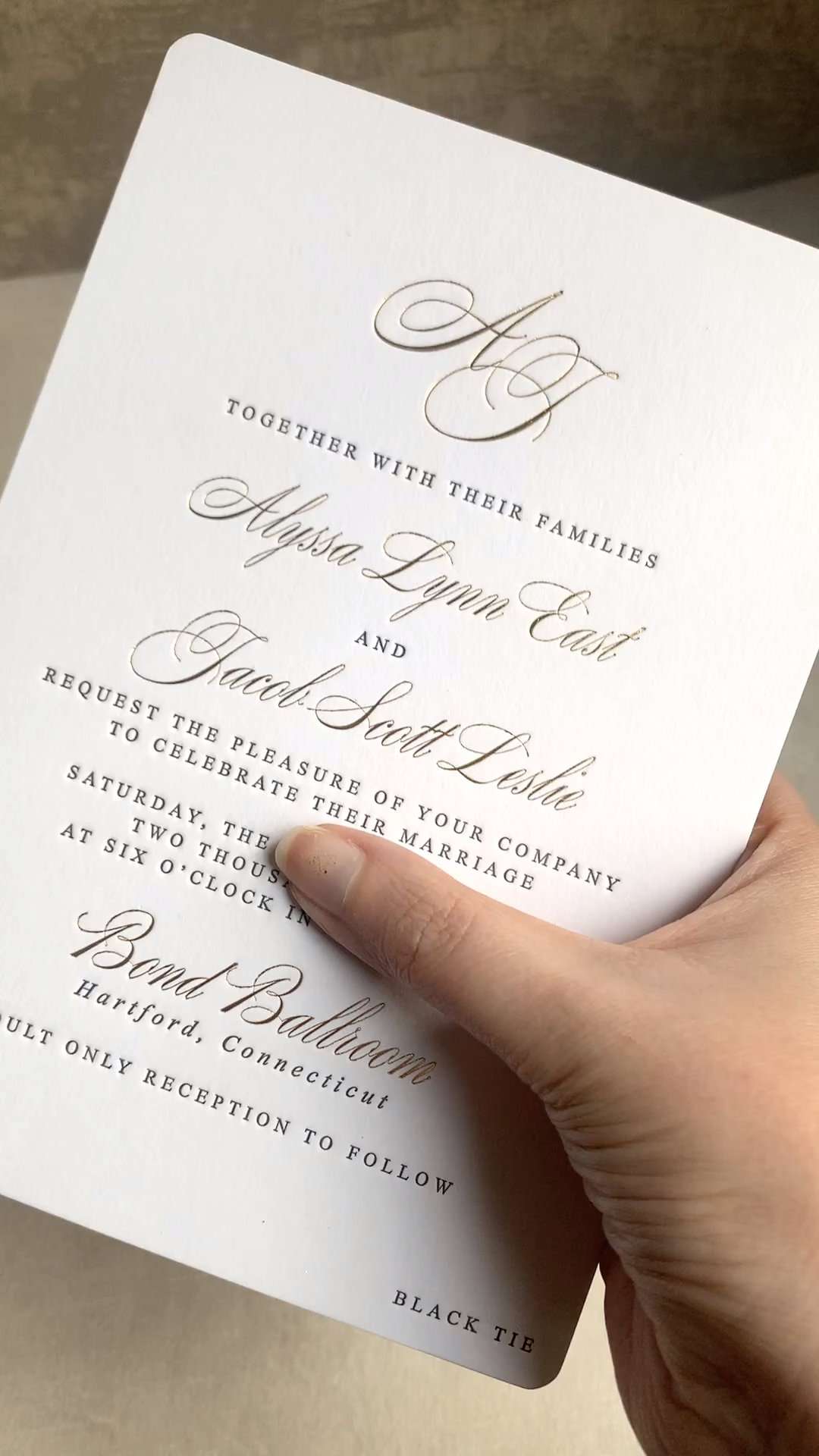 letterpress and foil wedding invitations