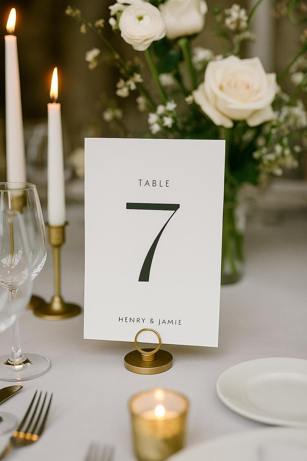 Numéros de table de mariage imprimés élégants — Personnalisables avec les noms du couple — Numéros de table pour la réception de mariage — Expédition rapide !