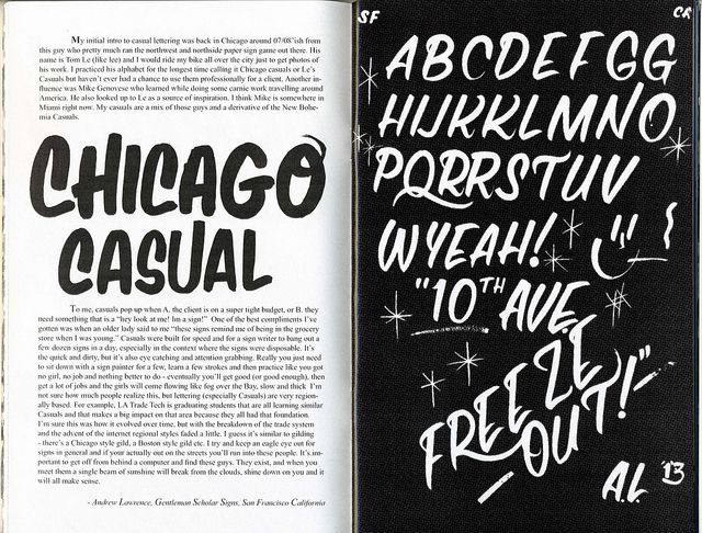 Page spread from «How to Paint Signs & Influence People — Volume 2: Casual Lettering», 2013 by Colt Bowden