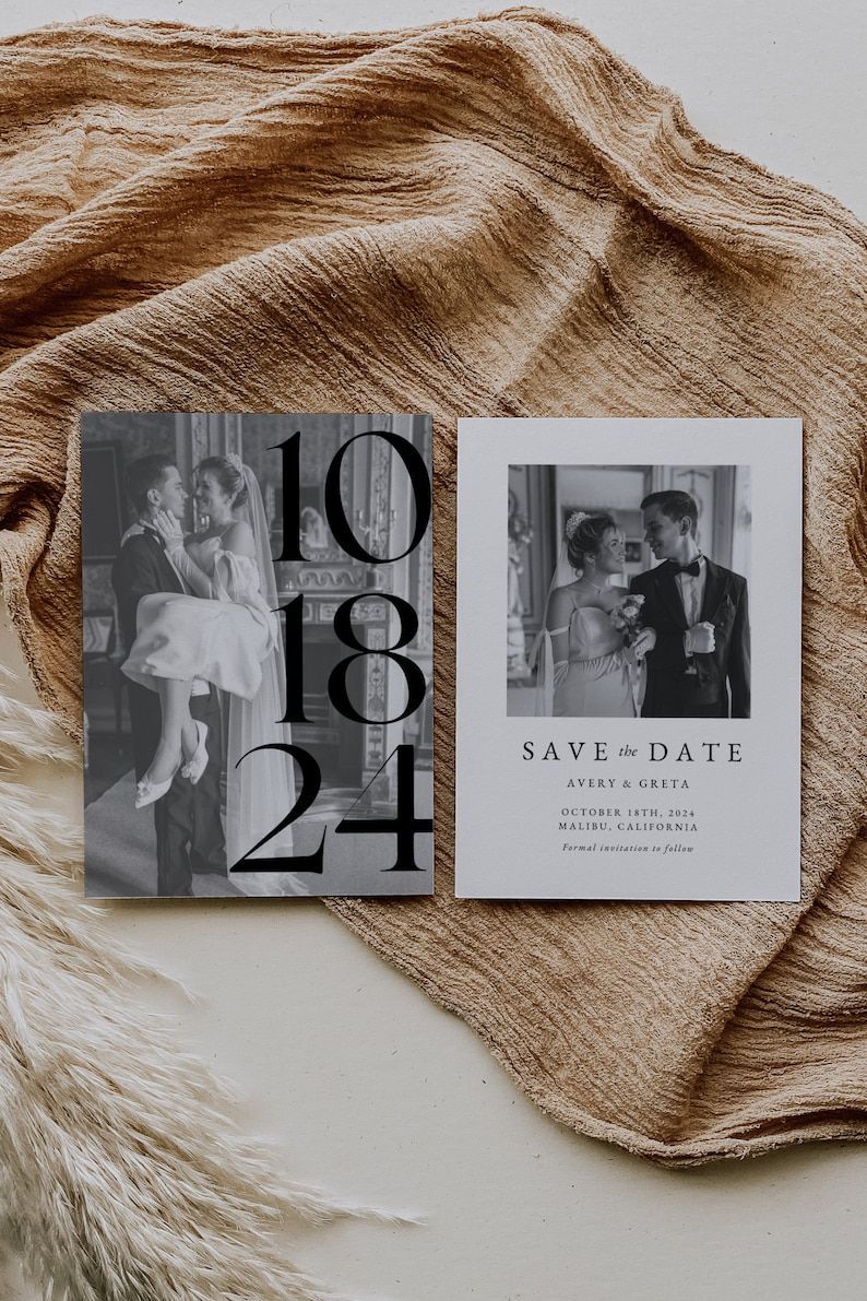 Modern Minimalist Save the Date Template, Editable Photo Save the Date, Printable …
