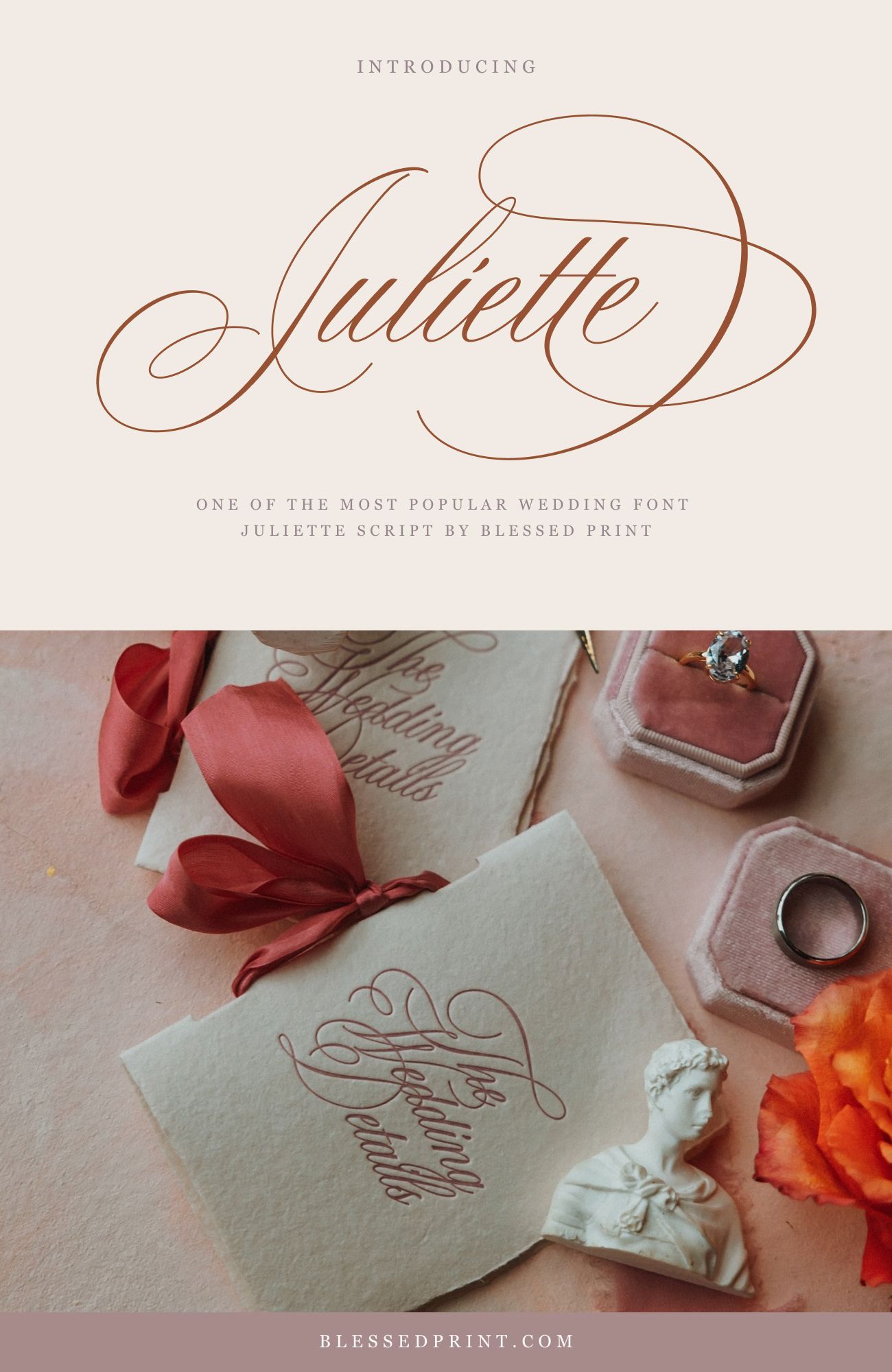 Elegant wedding font with luxurious flourishes – Juliette Script