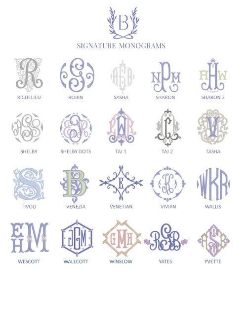 Signature Monogrammed White Linen Napkins- 80 Monogram Styles — Guest Towel Each- .00