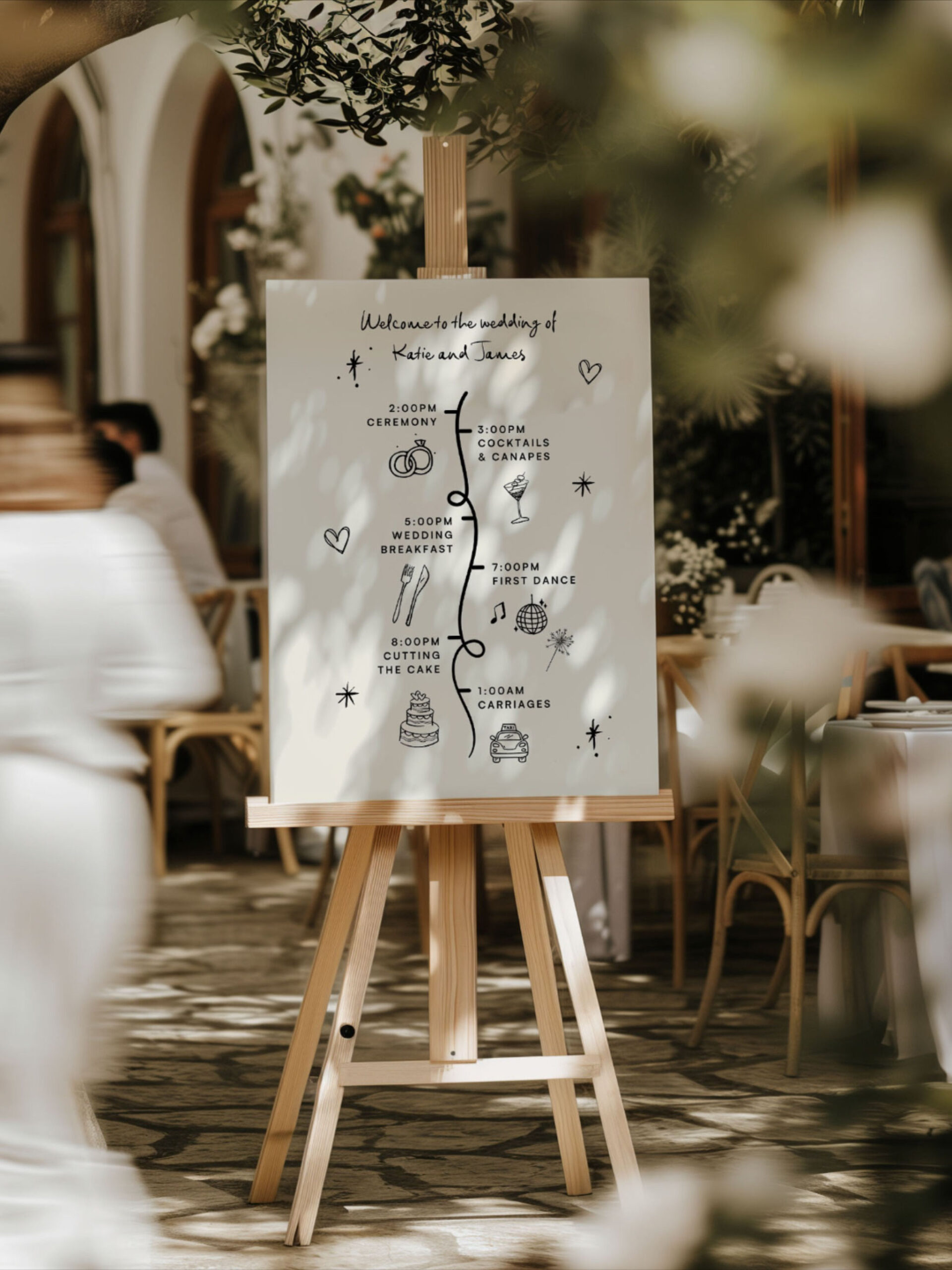 Wedding Timeline Sign, Doodle Order of the day, Wedding Order Of Events Sign