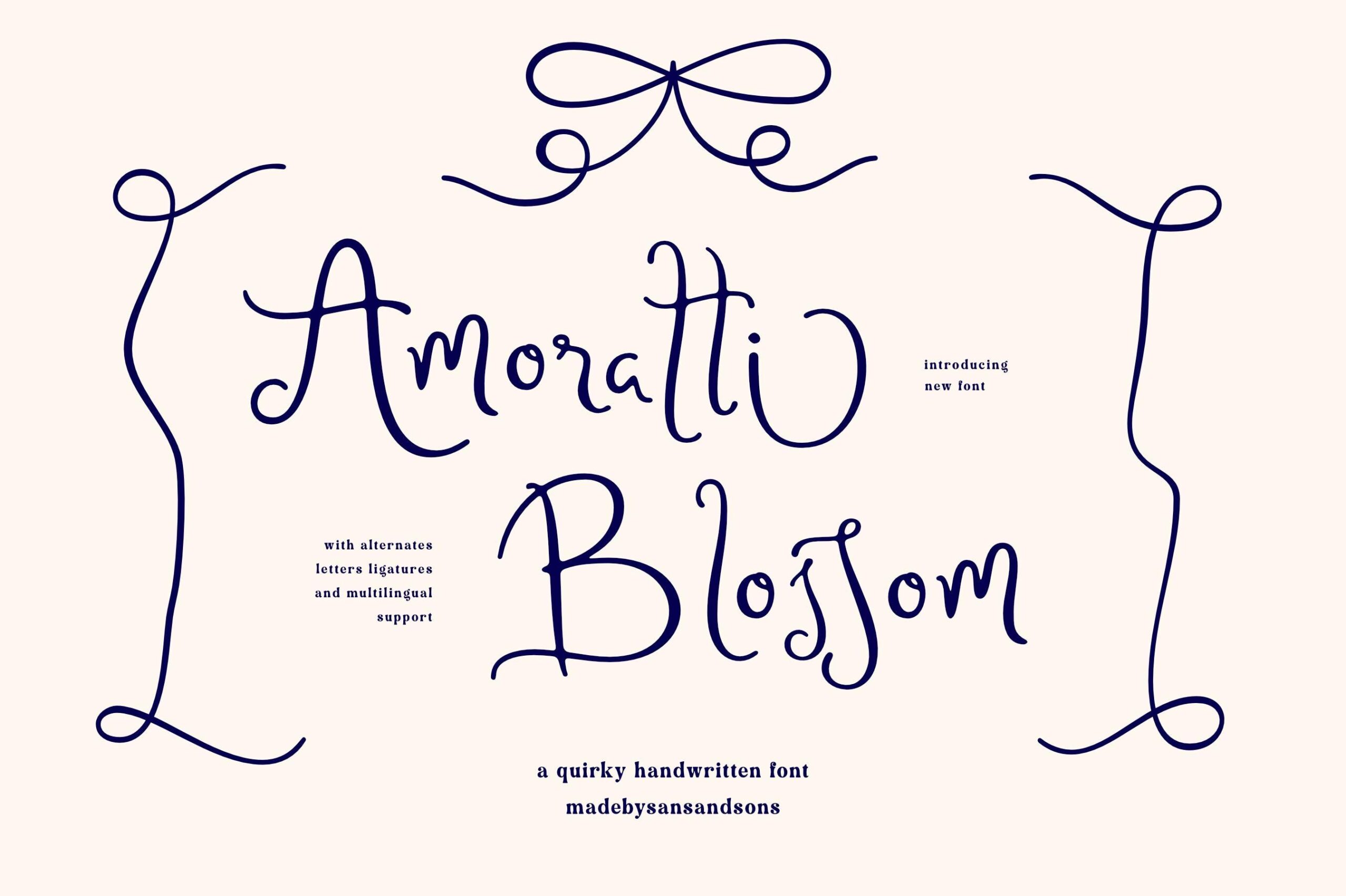 Police Amoratti Blossom : écriture manuscrite originale
