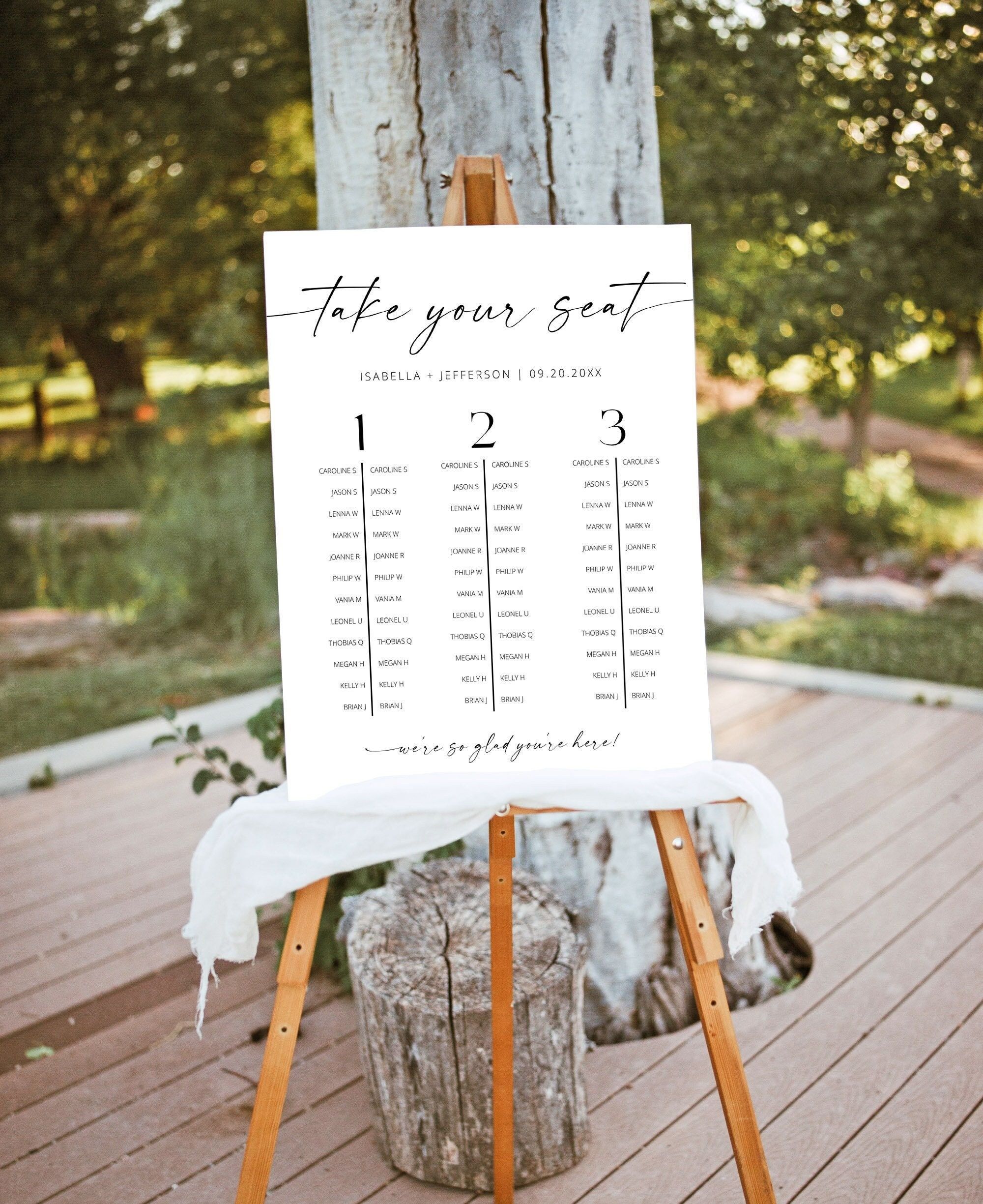 Plan de table pour table de banquet, modèle de plan de table pour mariage micro, plan de table long minimaliste moderne, poster long imprimable | MIA