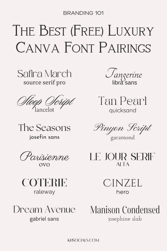 10 Elegant Canva Font Combinations for Luxury Brands | Typography & Font | Branding