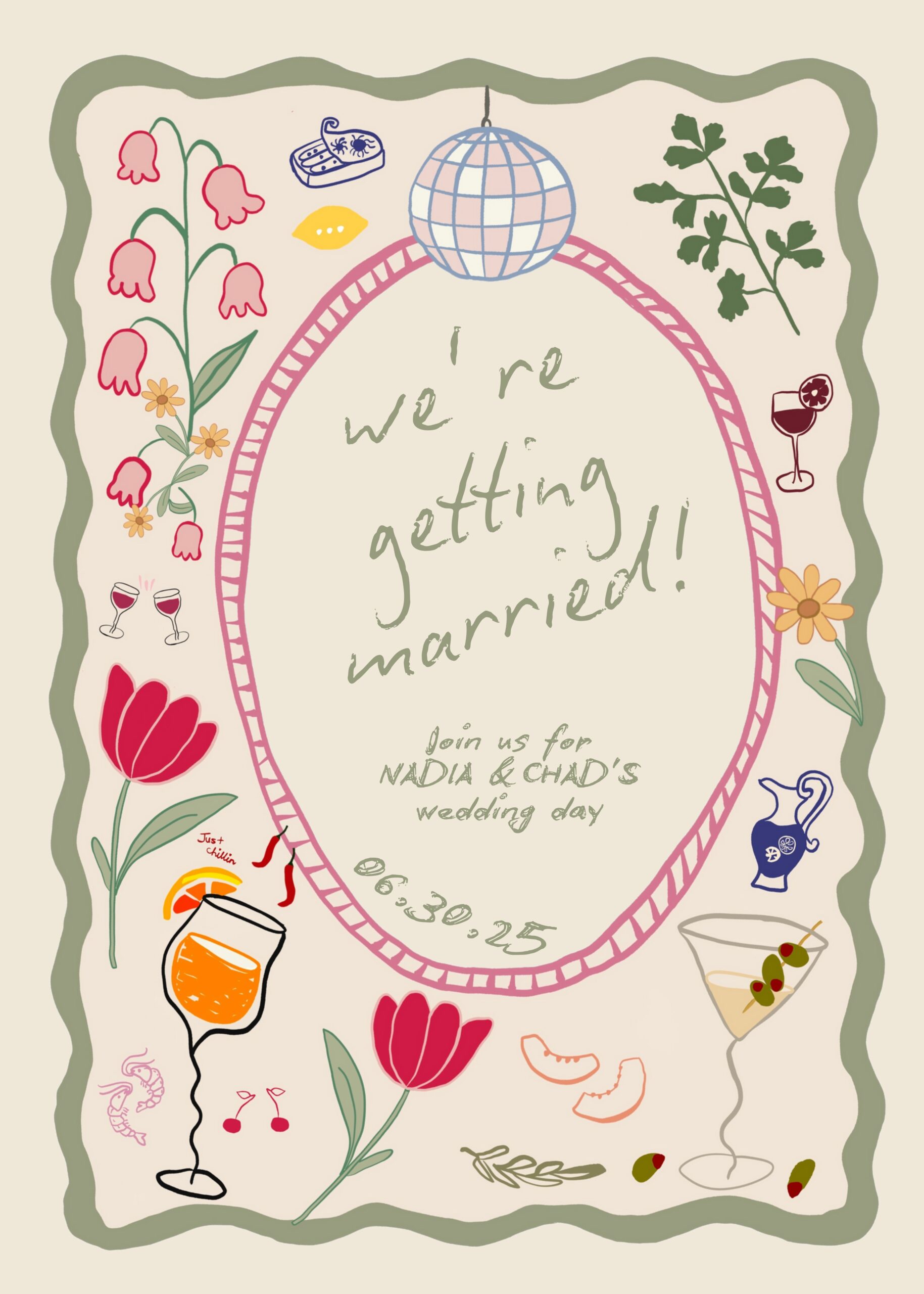 Floral Wedding Invitation Template Hand Drawn Mediterranean Summer Wedding Invites PrintableItalian