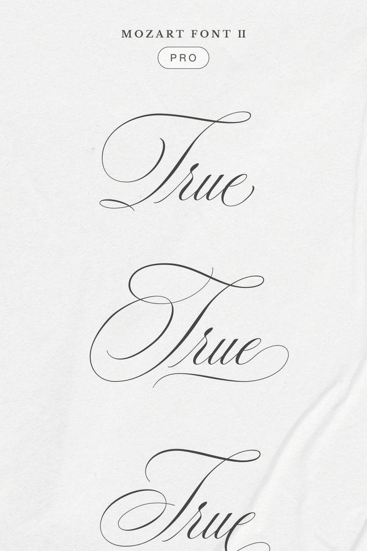 Classic Calligraphy “True” for Wedding Vows, Elegant Invitations, and Romantic Branding