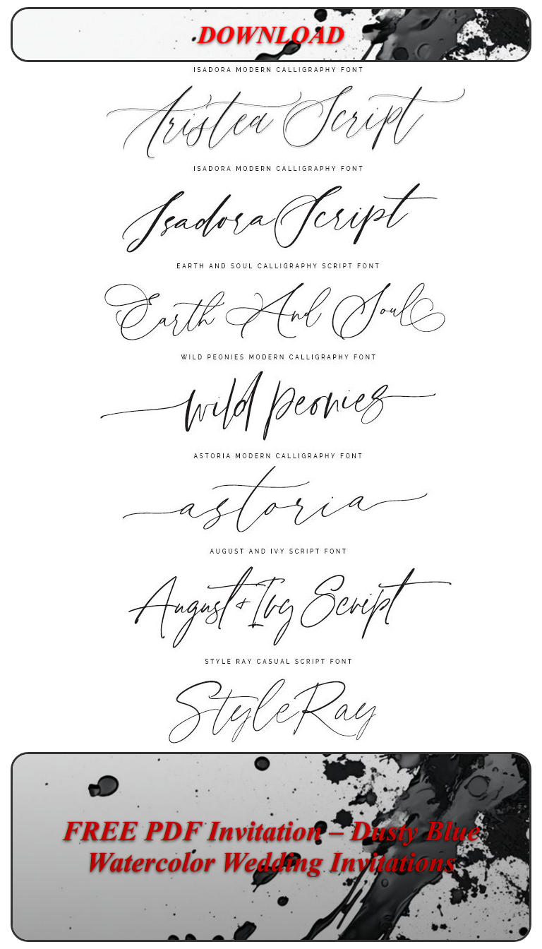 FREE PDF Invitation – Dusty Blue Watercolor Wedding Invitations