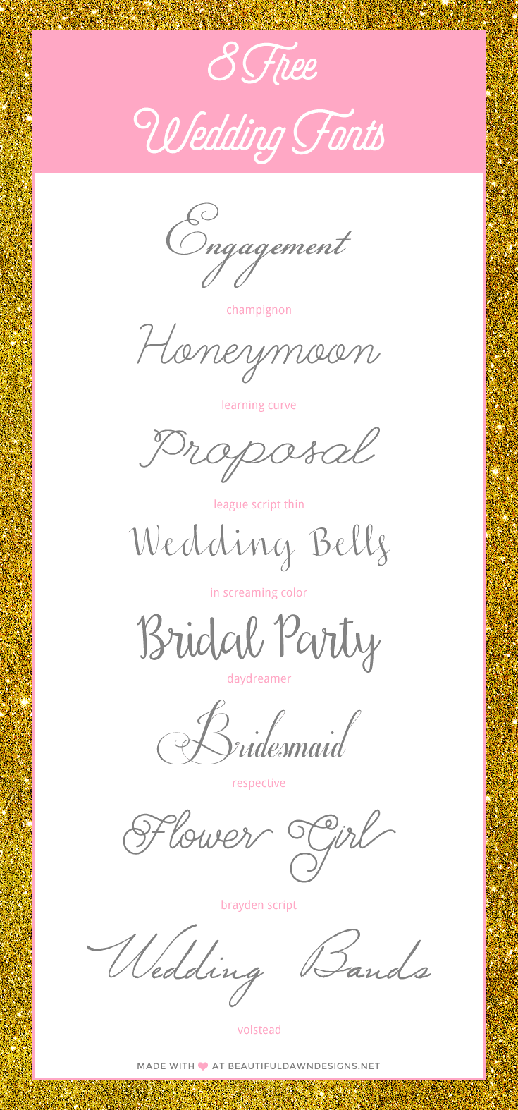 Free Wedding Fonts — Beautiful Dawn Designs