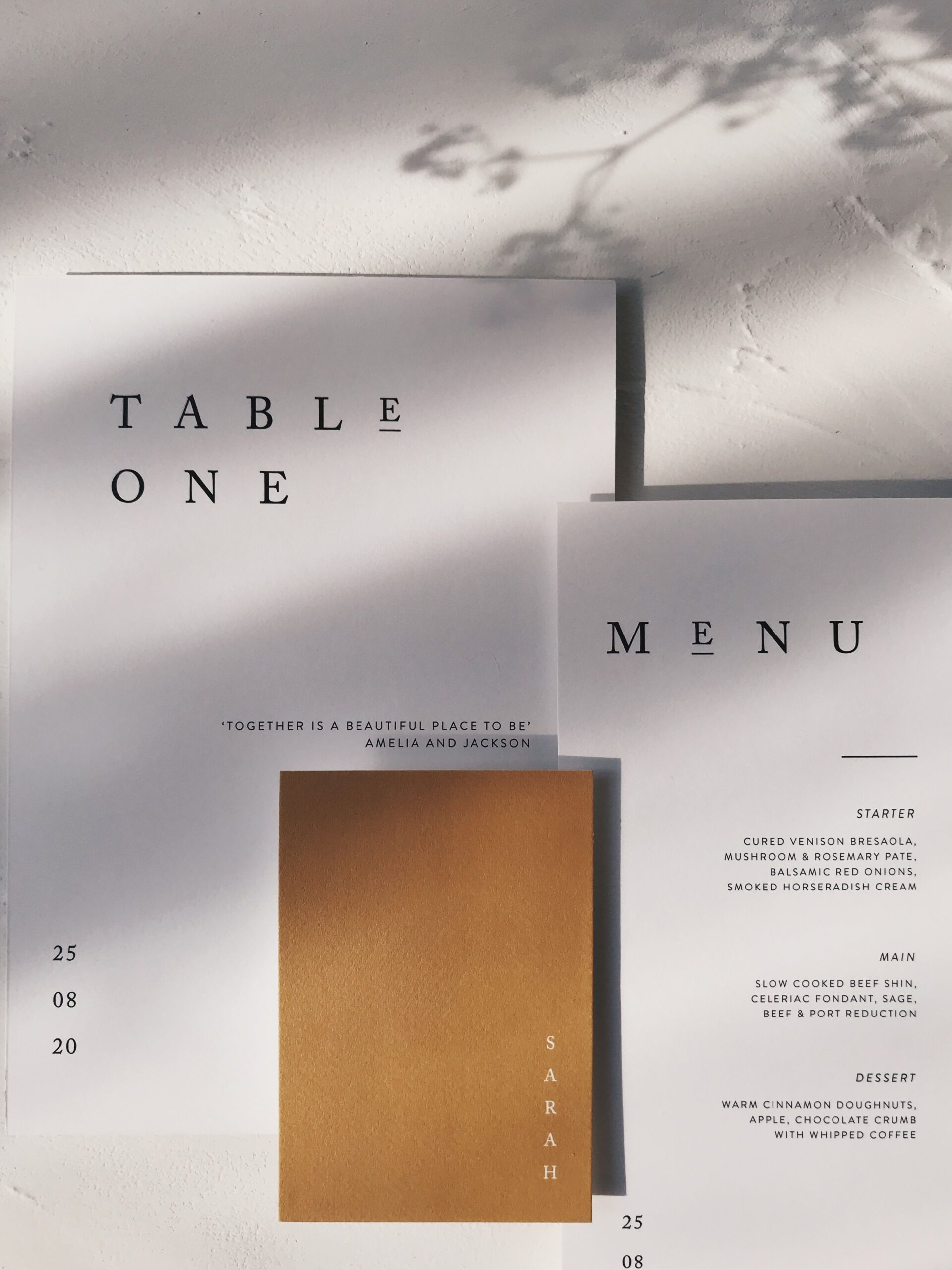 Modern, Contemporary Wedding Menu