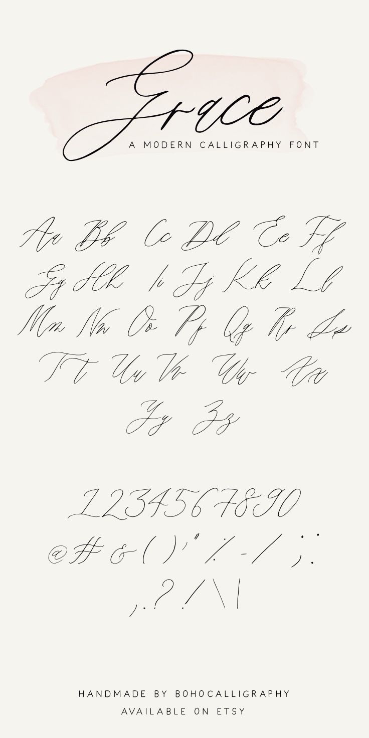Buy Grace A Modern Calligraphy Script Font by Boho Calligraphy Procreate Font Handwritten Script Font Wedding Font Romantic Script Online in India — Etsy