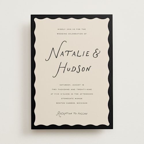 Wedding Invitations Hand Drawn Lovers — Black