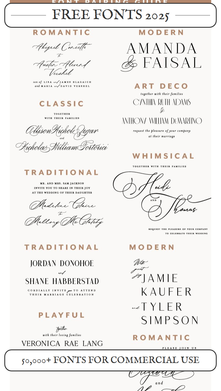Wedding Fonts Pairing Guide for Moody Winter Designs