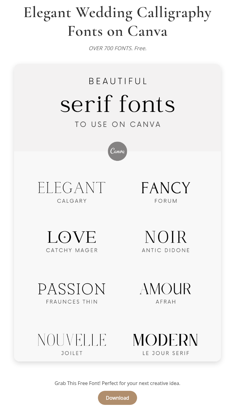 Canva’s Top Cursive Fonts, Free of Charge.