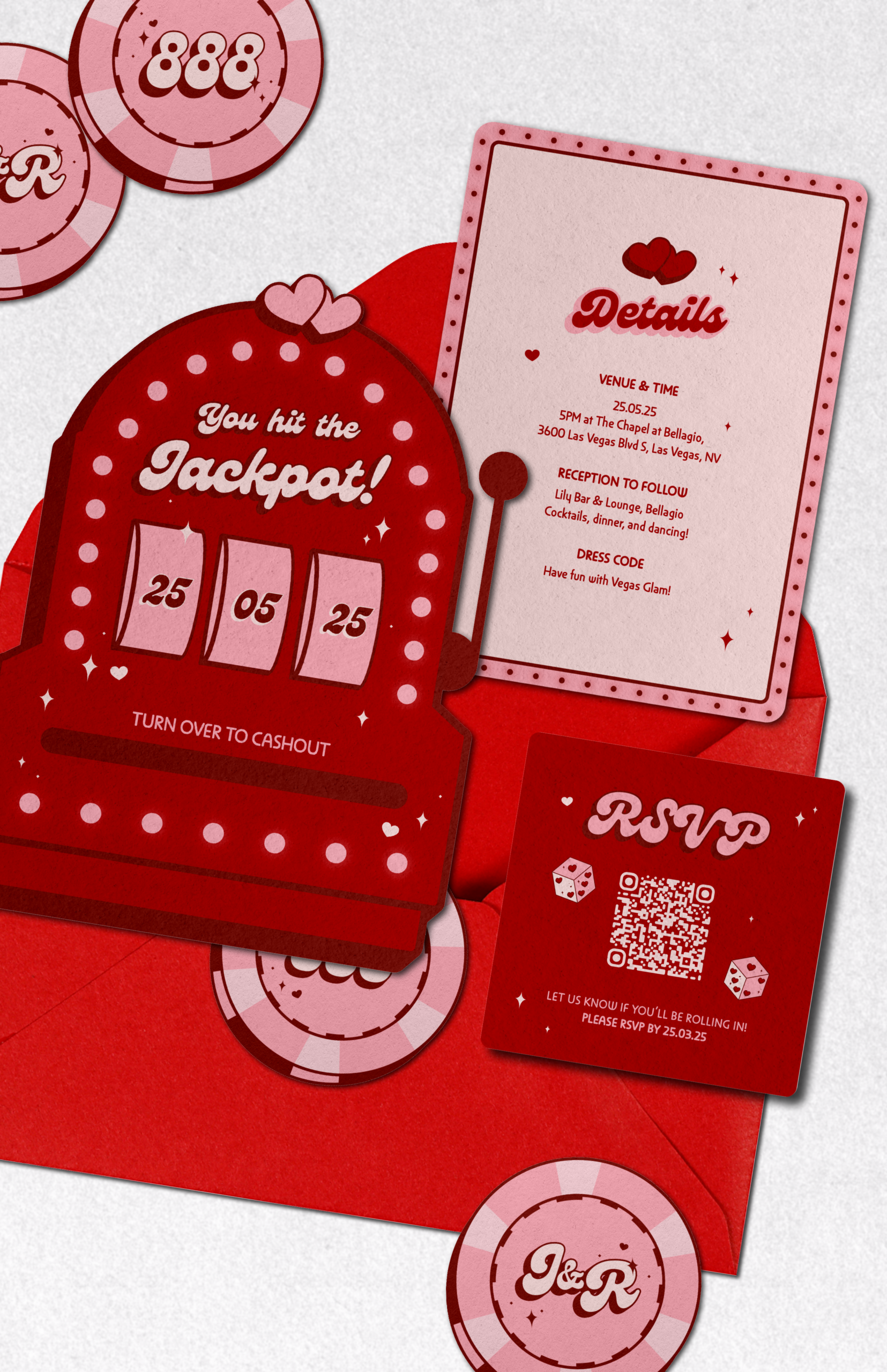 Themed Invitation Ideas 🎰💕 Unique Retro Vegas Stationery Suite