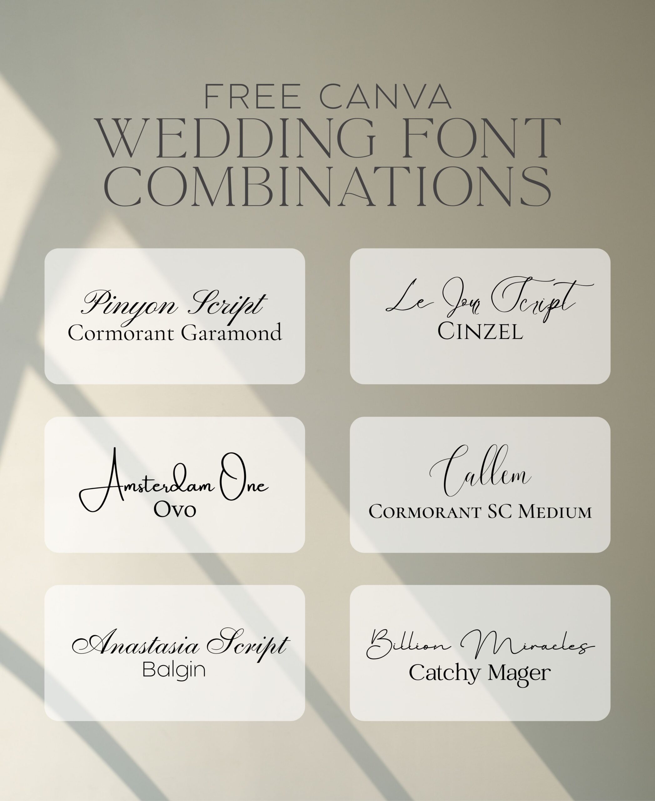 Free Canva Wedding Font Combinations
