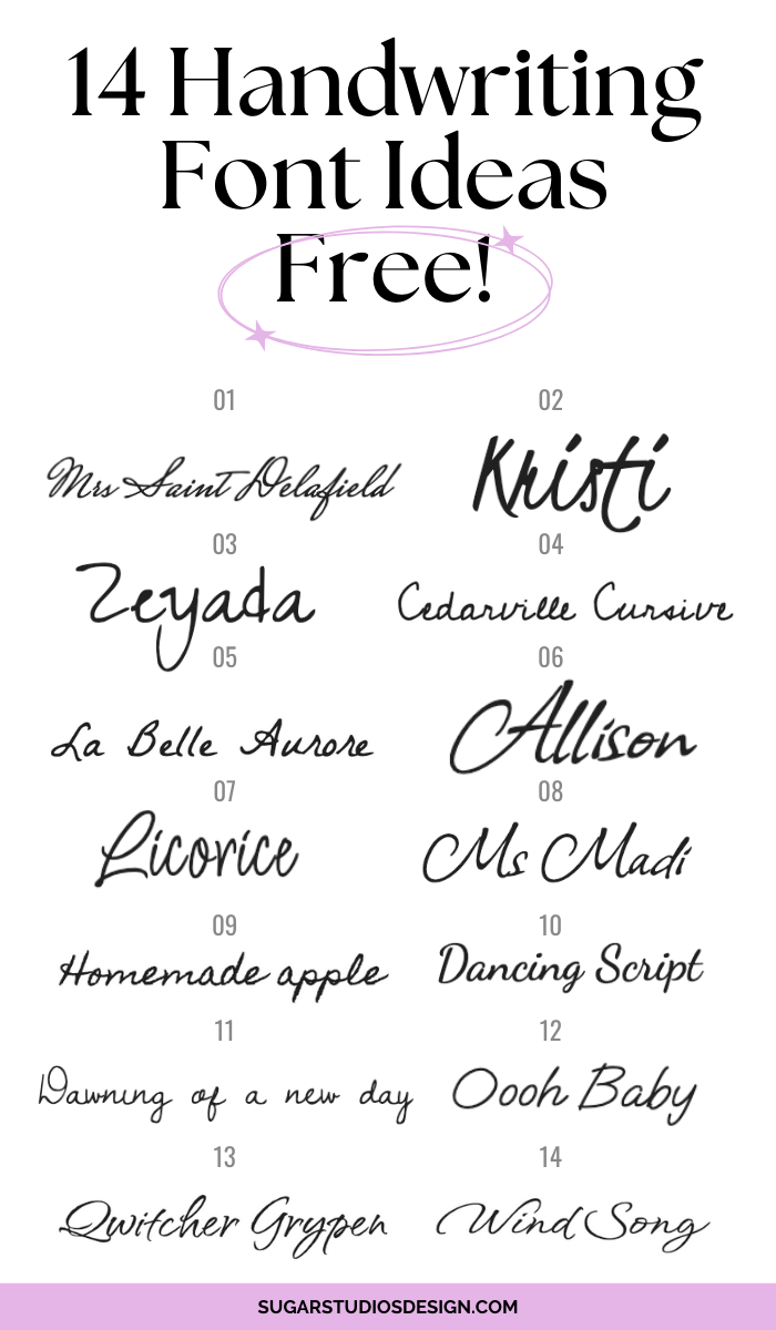 14 Handwriting Font Ideas — Free To Use From Google Fonts — Sugar Studios Design