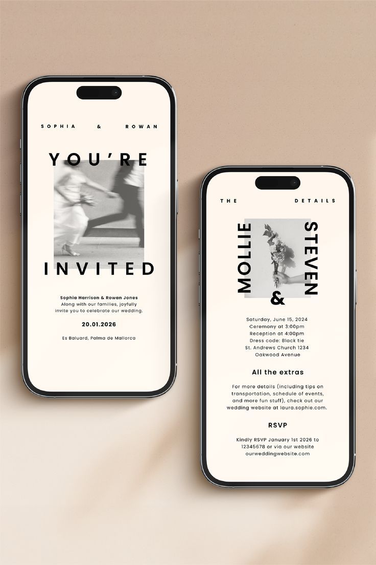 Bold Digital Wedding Invitation Template | Modern Timeless Editable Canva Design | RSVP & Details