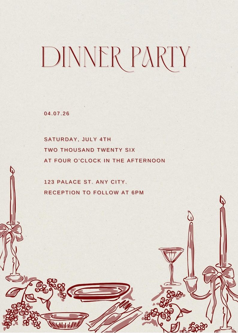 5×7 Dinner Party/rehearsal Dinner Invitation Template — Etsy UK
