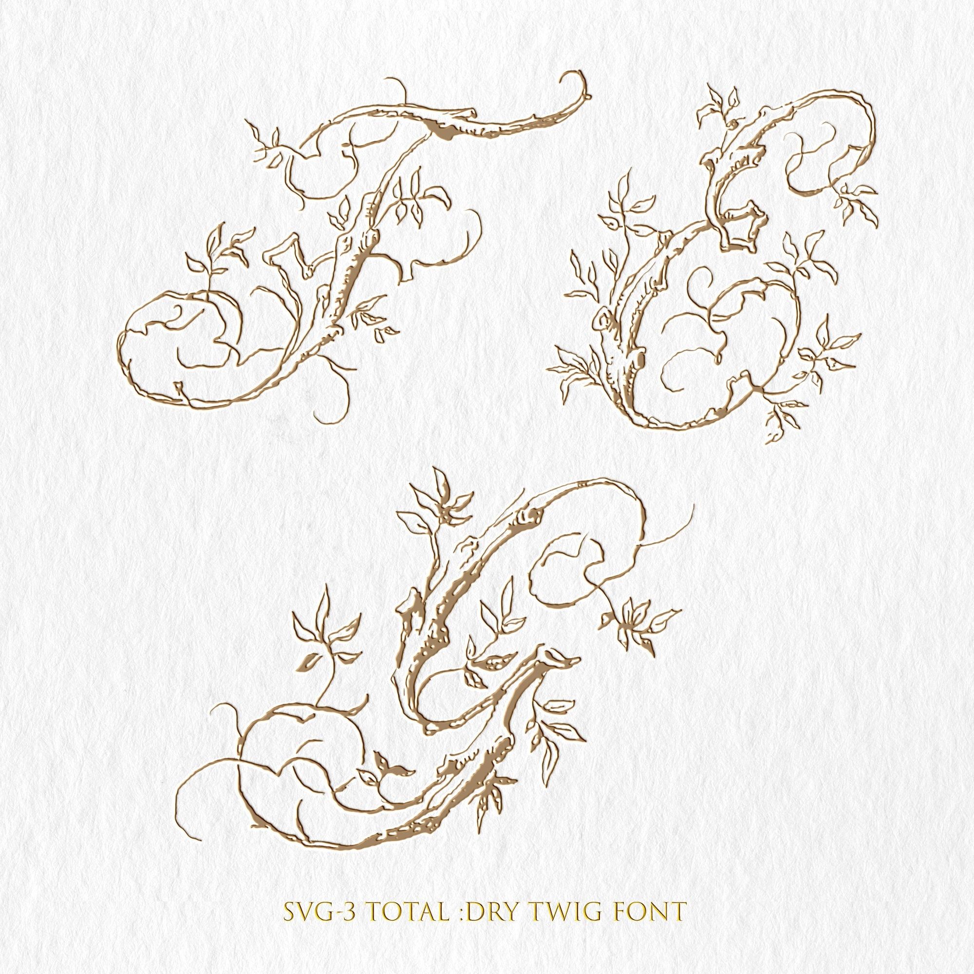 Monogramme de mariage vintage E-F-G : police Dry Twig (SVG, PNG)