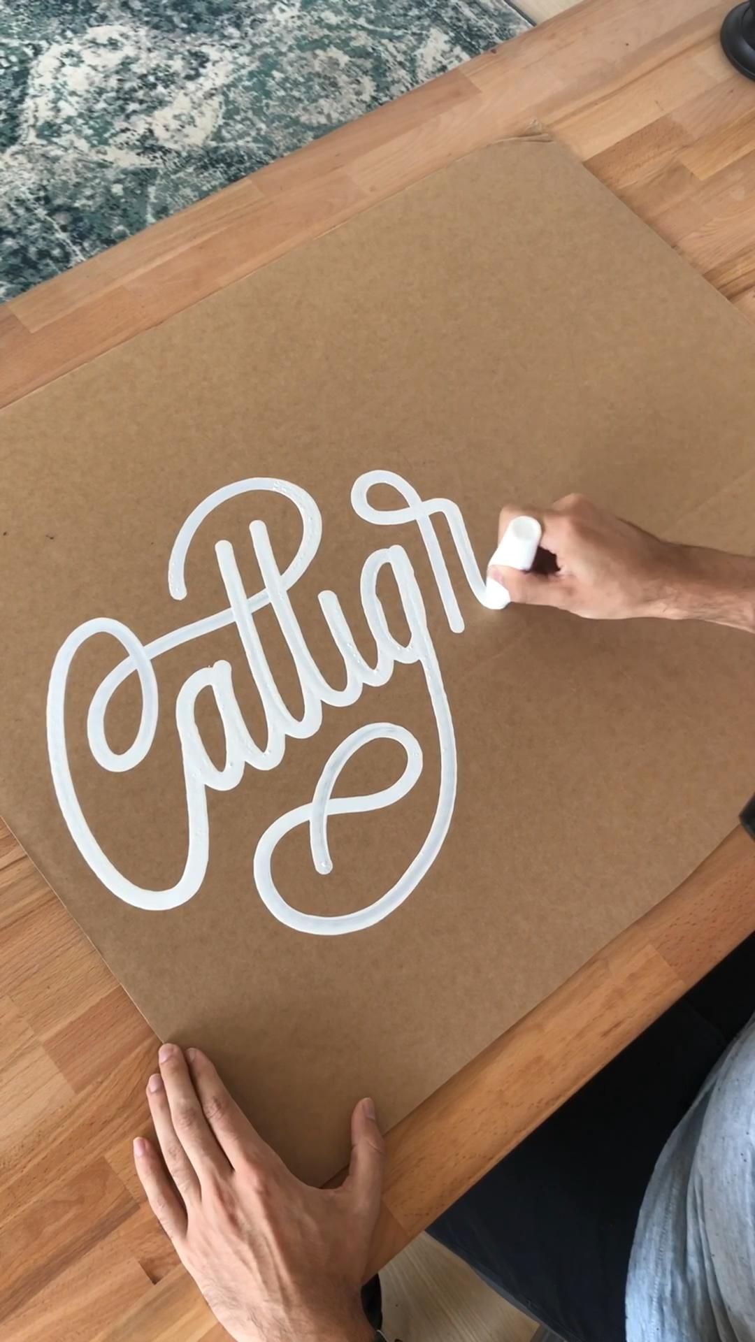 Monoline Calligraphy on Giant Cardboard with Molotow Drip Stick — Satisfying.