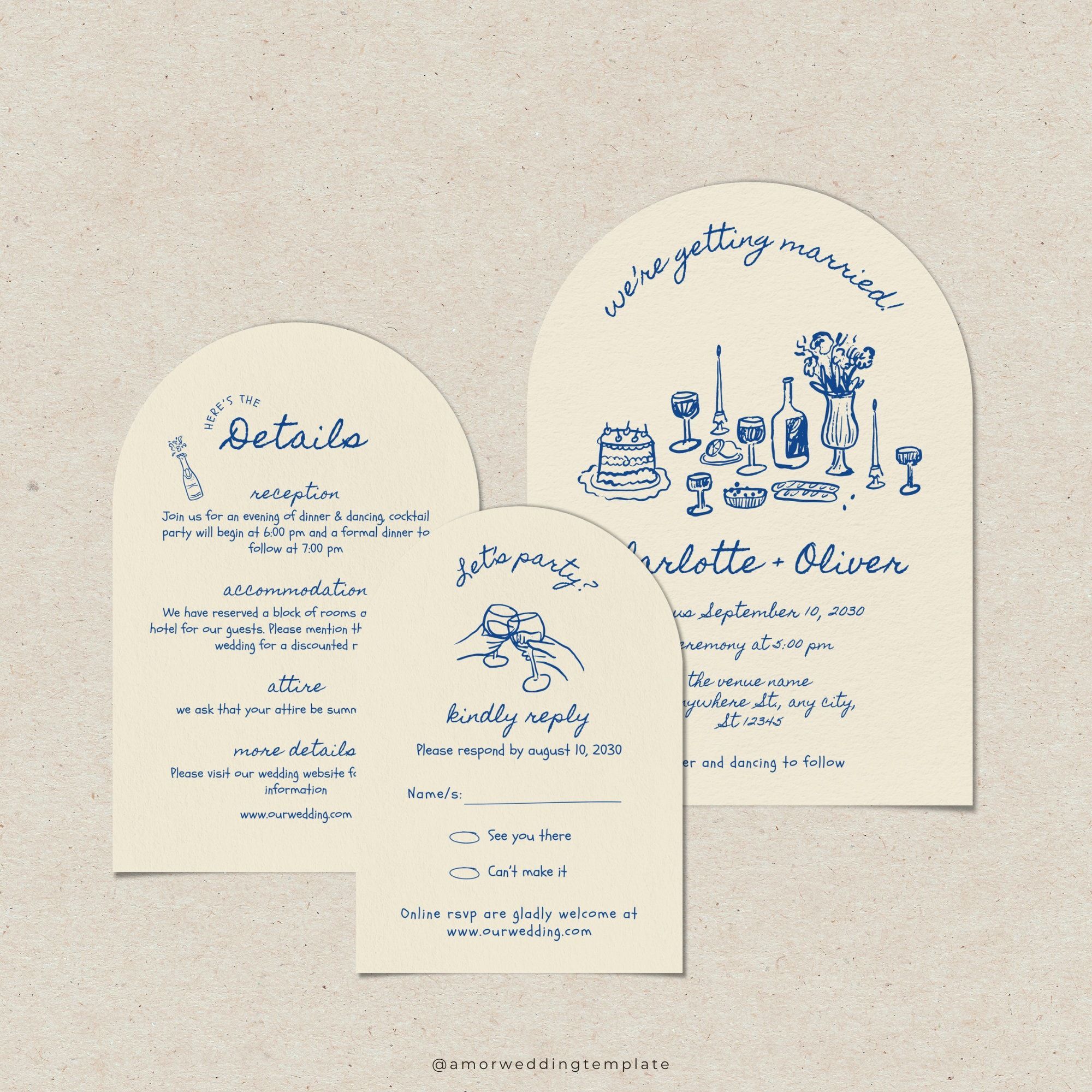 Whimsical Handwritten Wedding Invitations