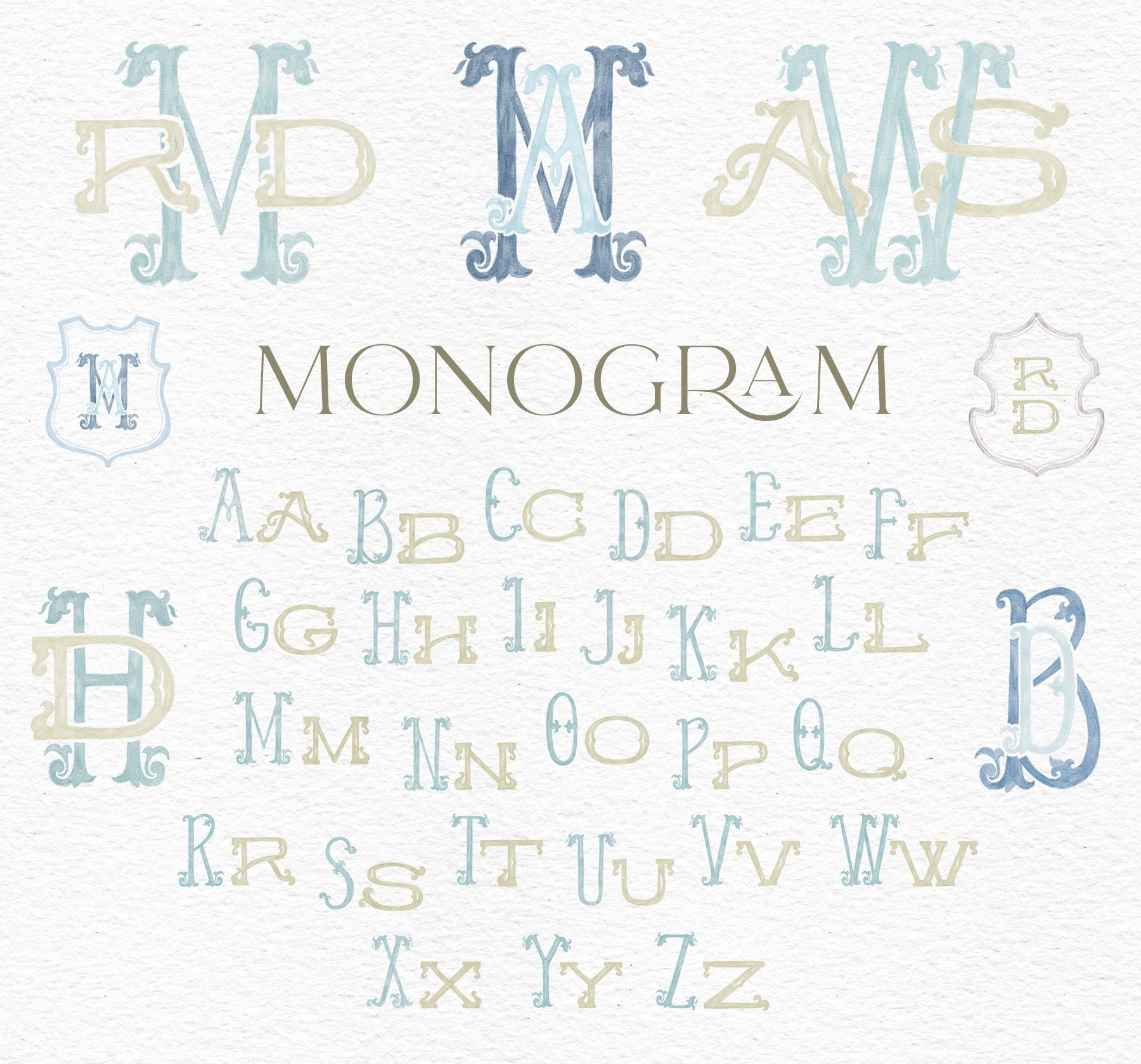 Elegant Monogram Watercolor Alphabet for Stunning Wedding Designs