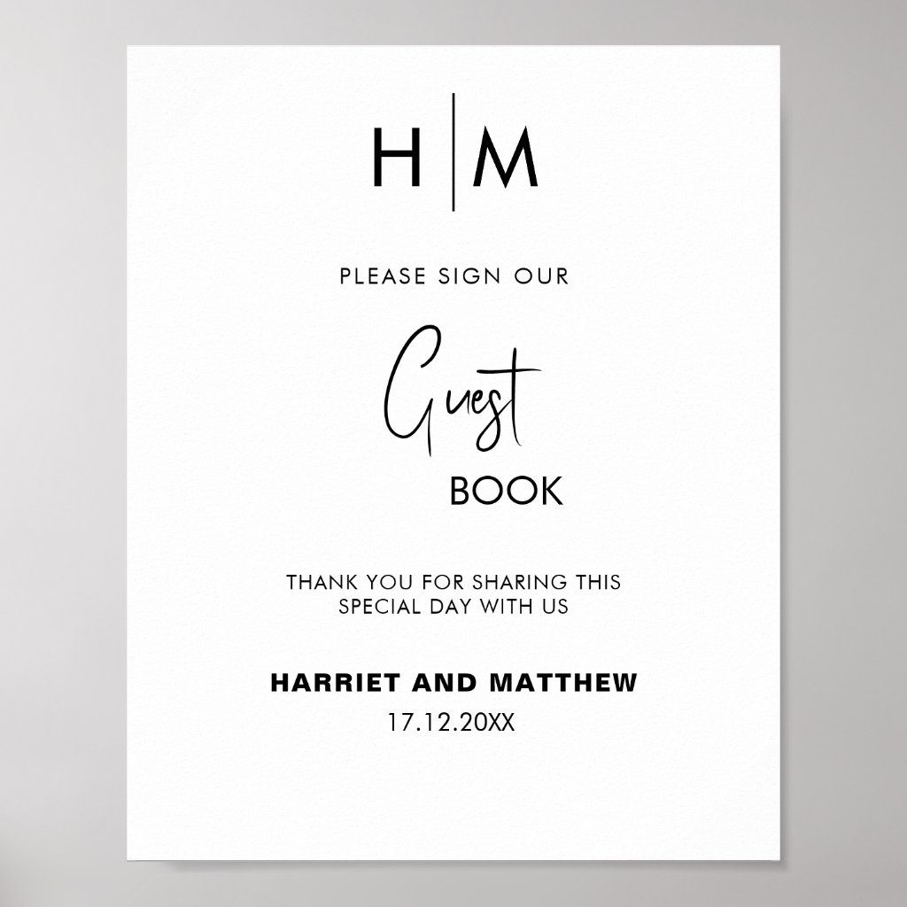Wedding guest book monogram guestbook diy