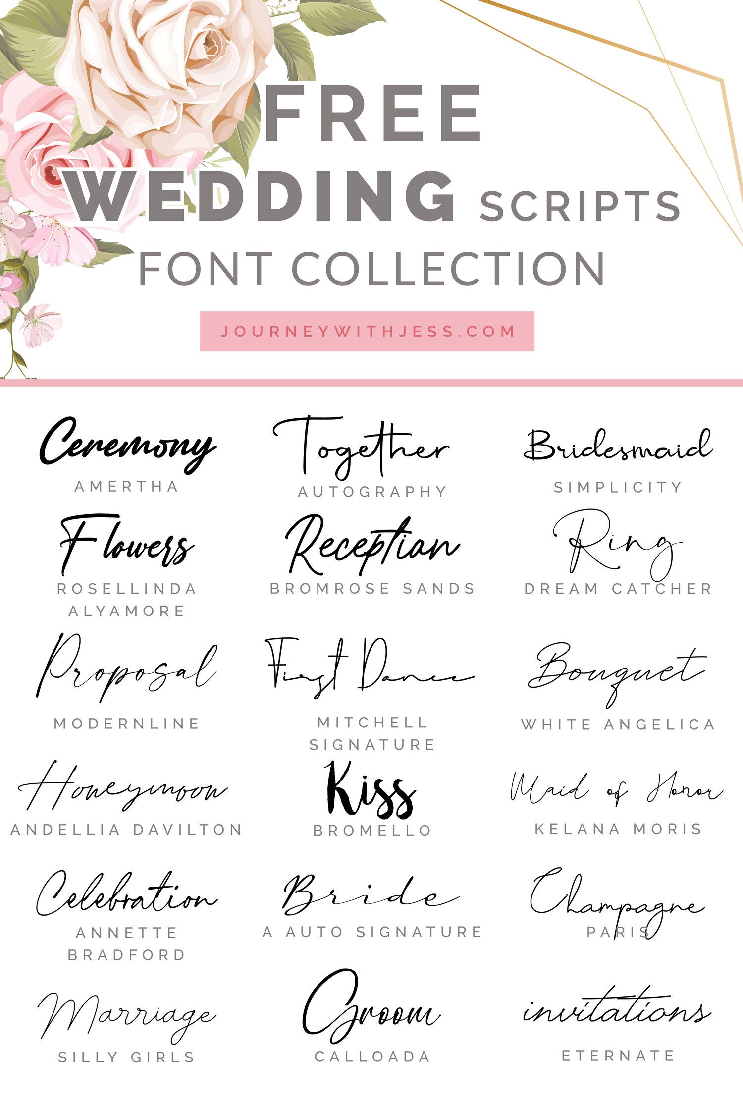 Free Font Collection: Wedding Scripts — Journey With Jess | Inspiration for your Creative Side