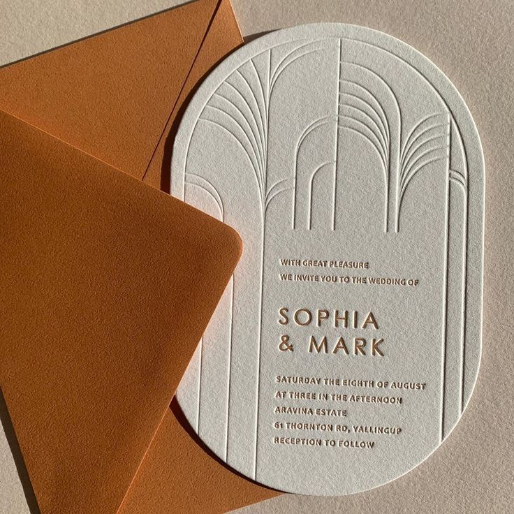 Letterpress and gold foil wedding invitation