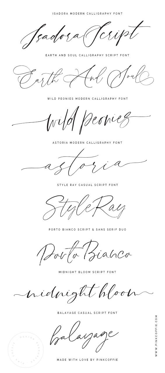 Hand Lettered Script Fonts by PinkCoffie