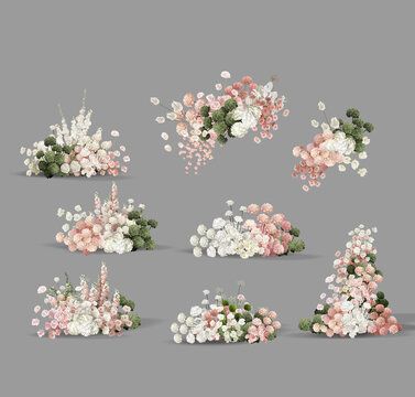 白粉绿花艺婚礼素材设计模板下载-模型设计/效果图素材下的舞台设计设计模板-汇图网