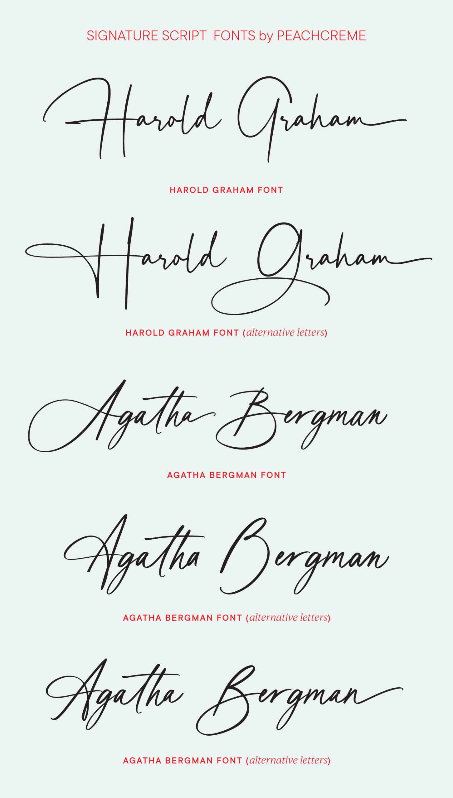 Signature fonts