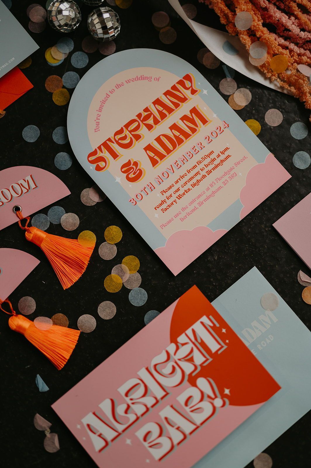 Colourful Retro fun | Vegas style wedding stationery