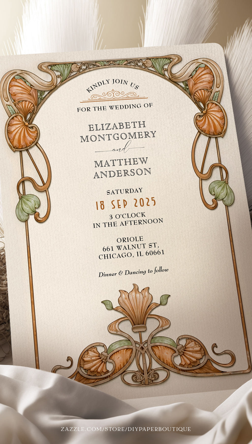 Vintage Ornamental Frame Wedding Invitation