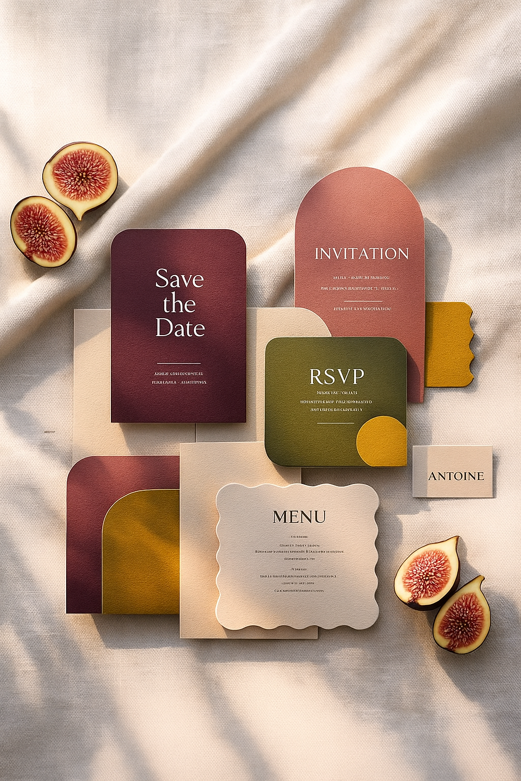 Formes tendances pour faire-parts : arches, vagues et découpes uniques