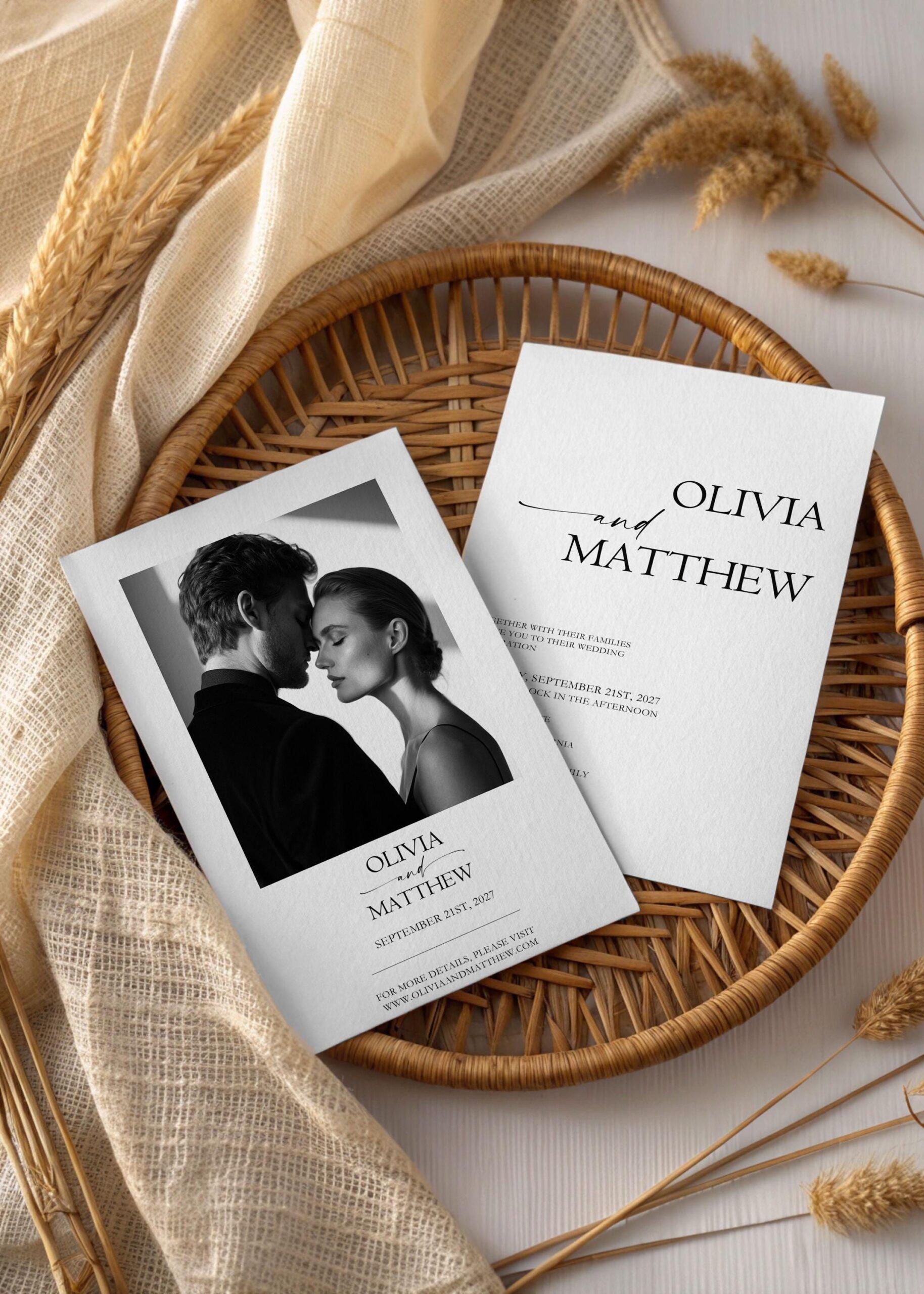 Minimalist Wedding Invitation, Modern Wedding Invite, Printable Elegant Wedding Invitation, Minimalist Wedding Announcement, Digital, WI-8