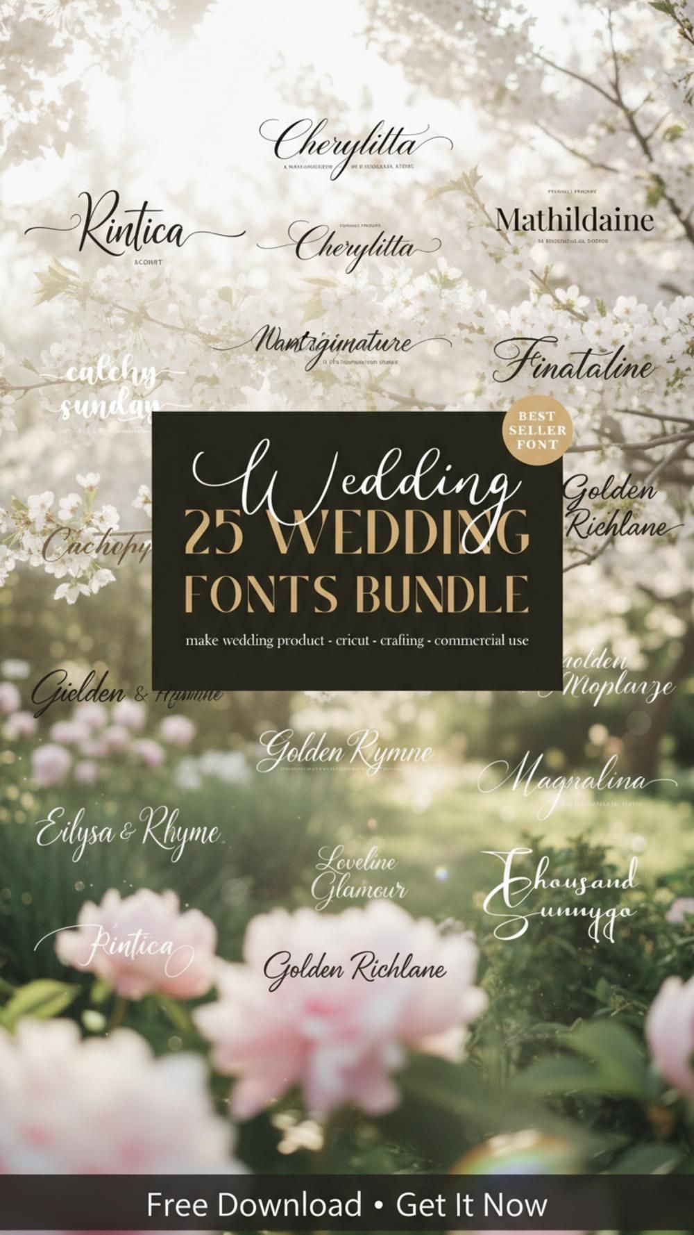 Romantic Wedding Calligraphy Fonts. 25 Script Font Collection.
