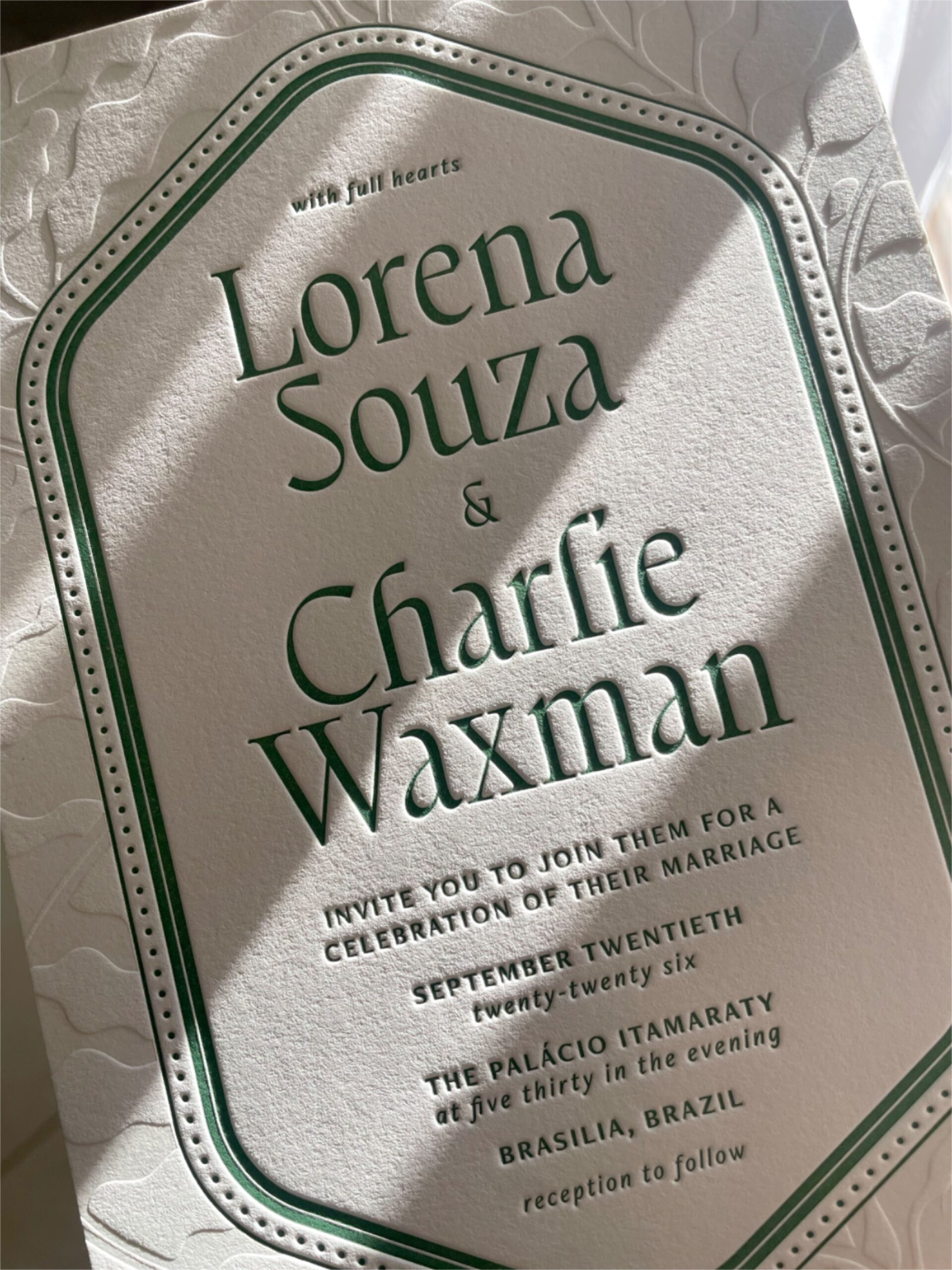 Modern Textured Elegant Letterpress Semi-Custom Wedding Invite | Modern Destination Wedding Invite