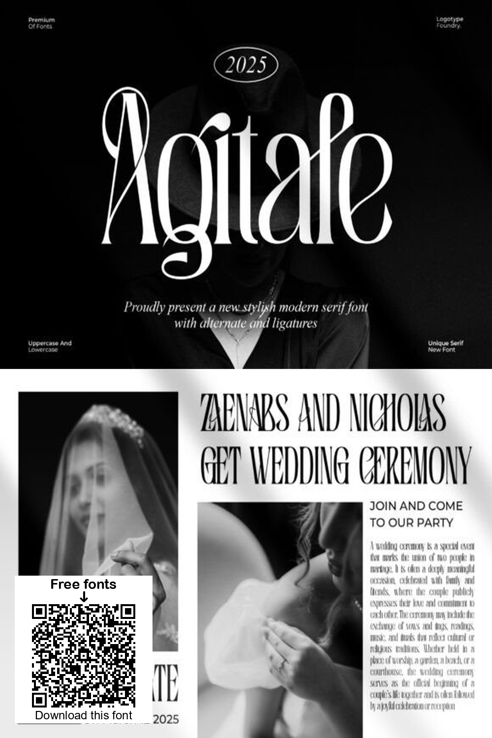 Agitafe Font: Elegant Serif for Wedding Designs & Modern Typography