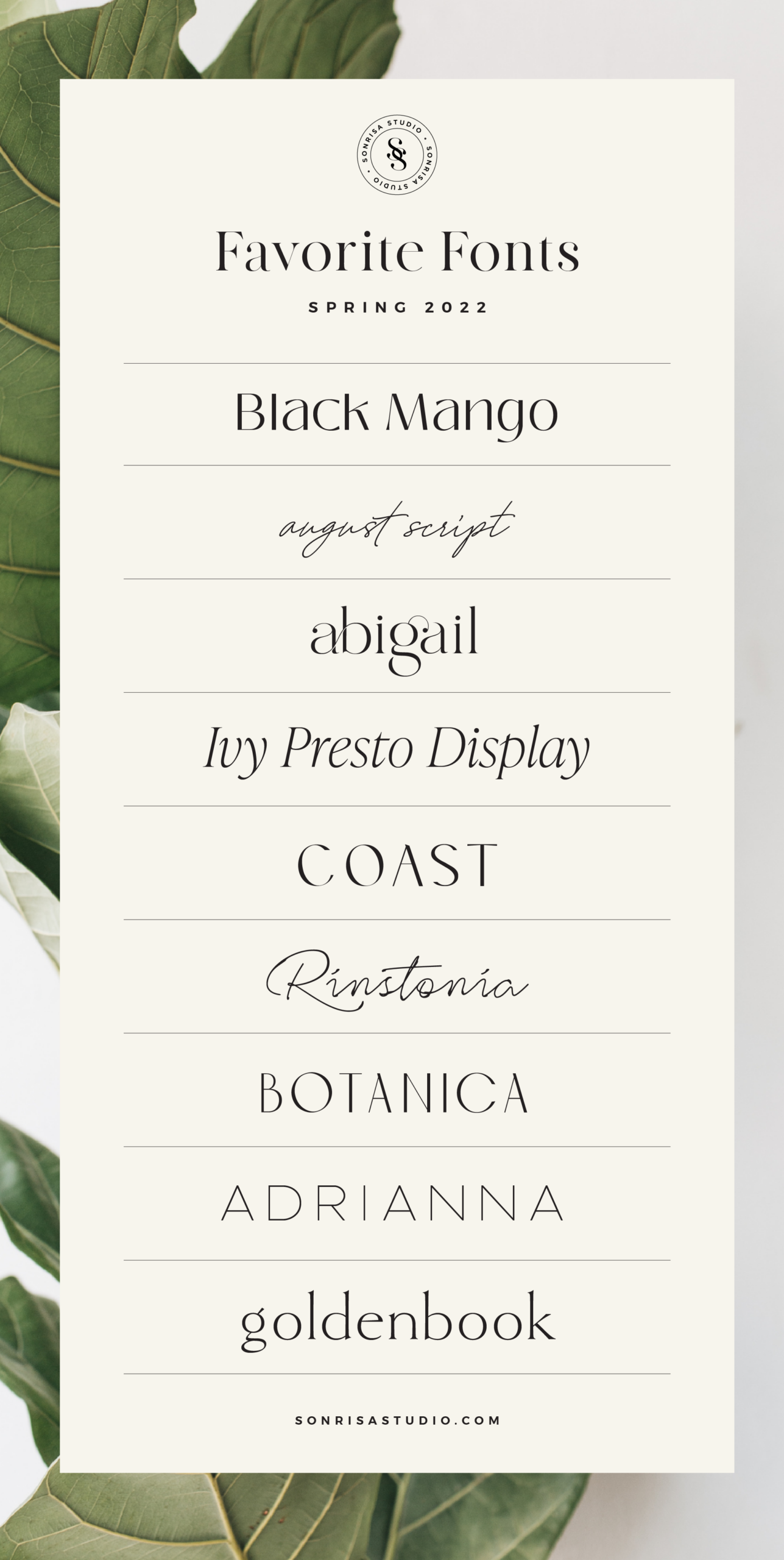Favorite fonts — Spring — sonrisastudio.com