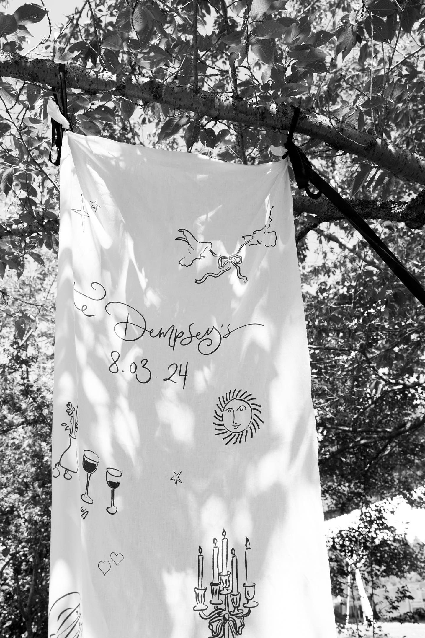 Linen Wedding Welcome Sign Modern Illustrated & Hand Lettered