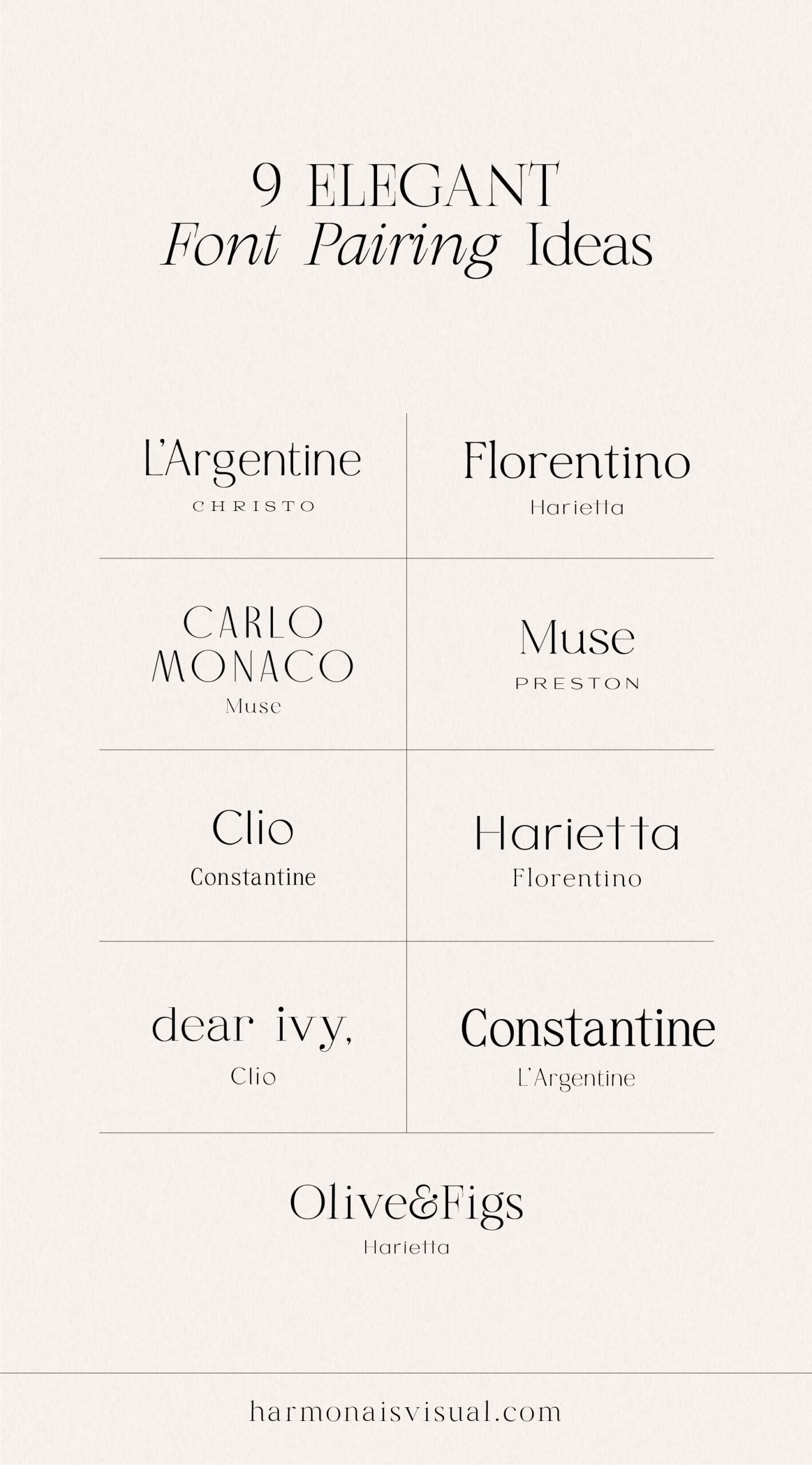 Elegant Font Pairing Ideas by Harmonais Visual