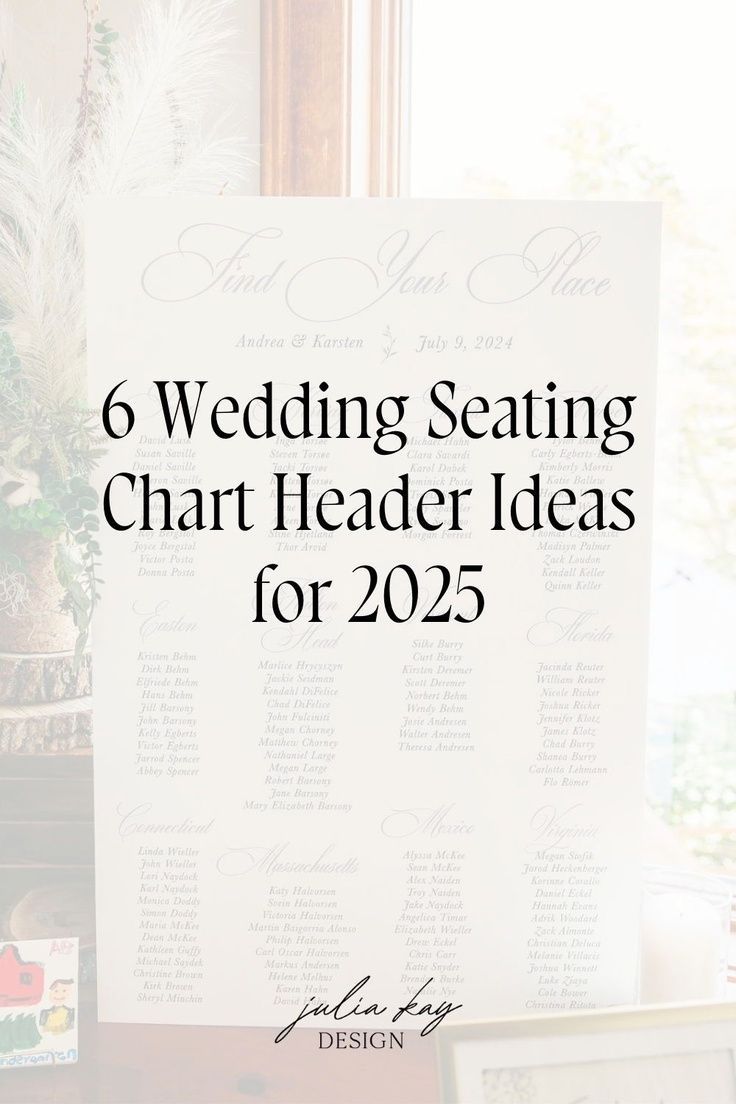 6 Unique and Stylish Headers for your Wedding Seating Chart | Julia Kay Design