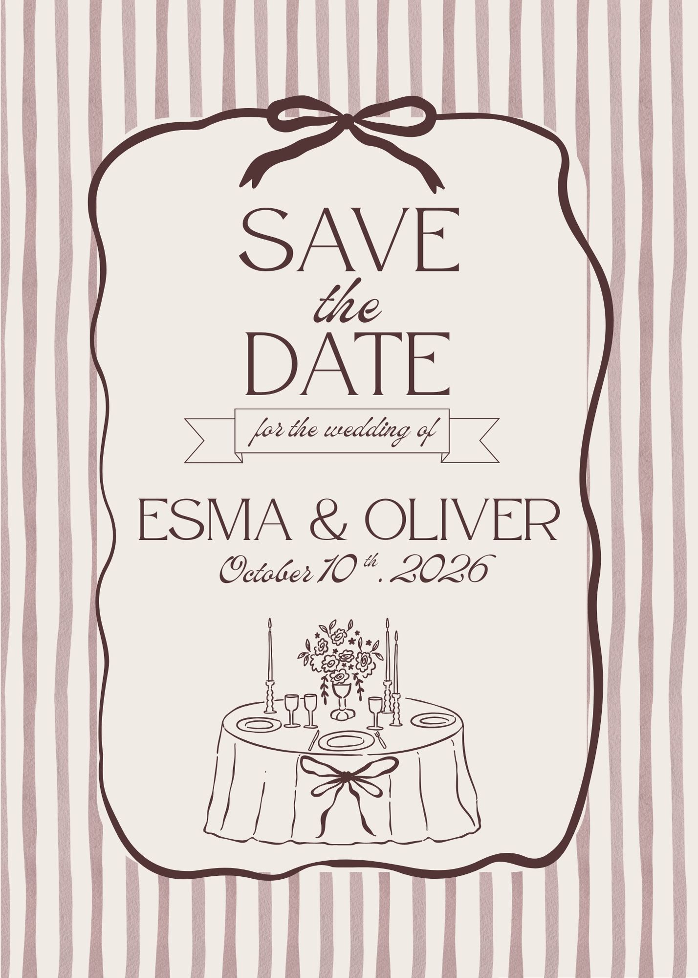 Vintage Bow Wedding Invitation Suite Bundle |  Canva Template