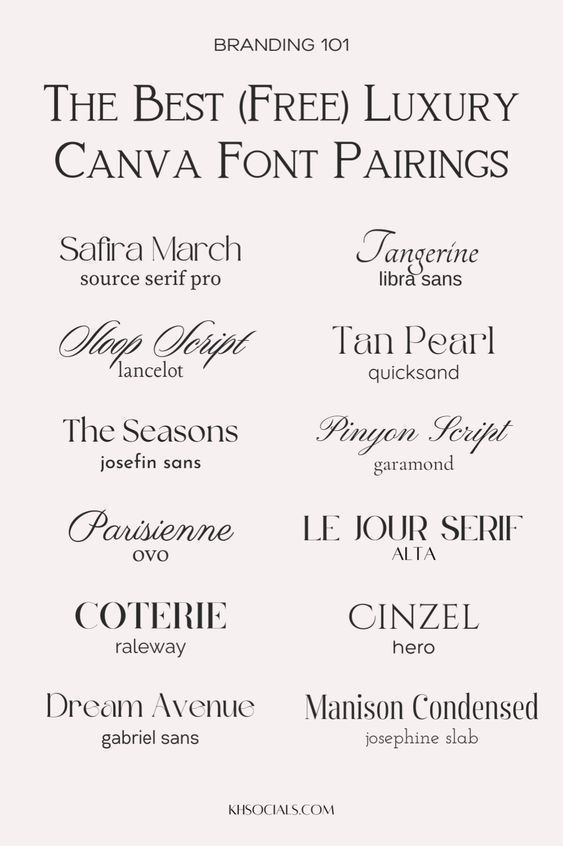 10 Elegant Canva Font Combinations for Luxury Brands | Typography & Font | Branding | Font…