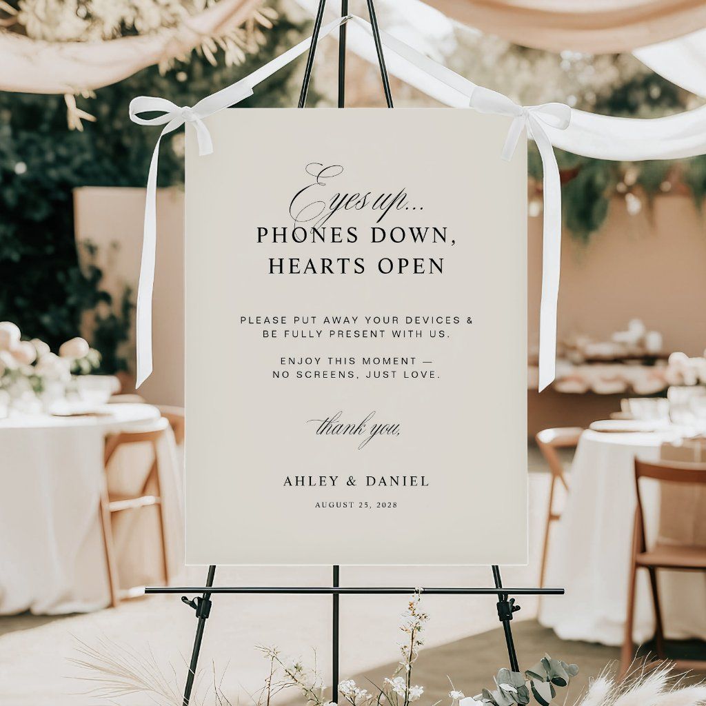 Cream Unplugged Wedding Ceremony Sign
