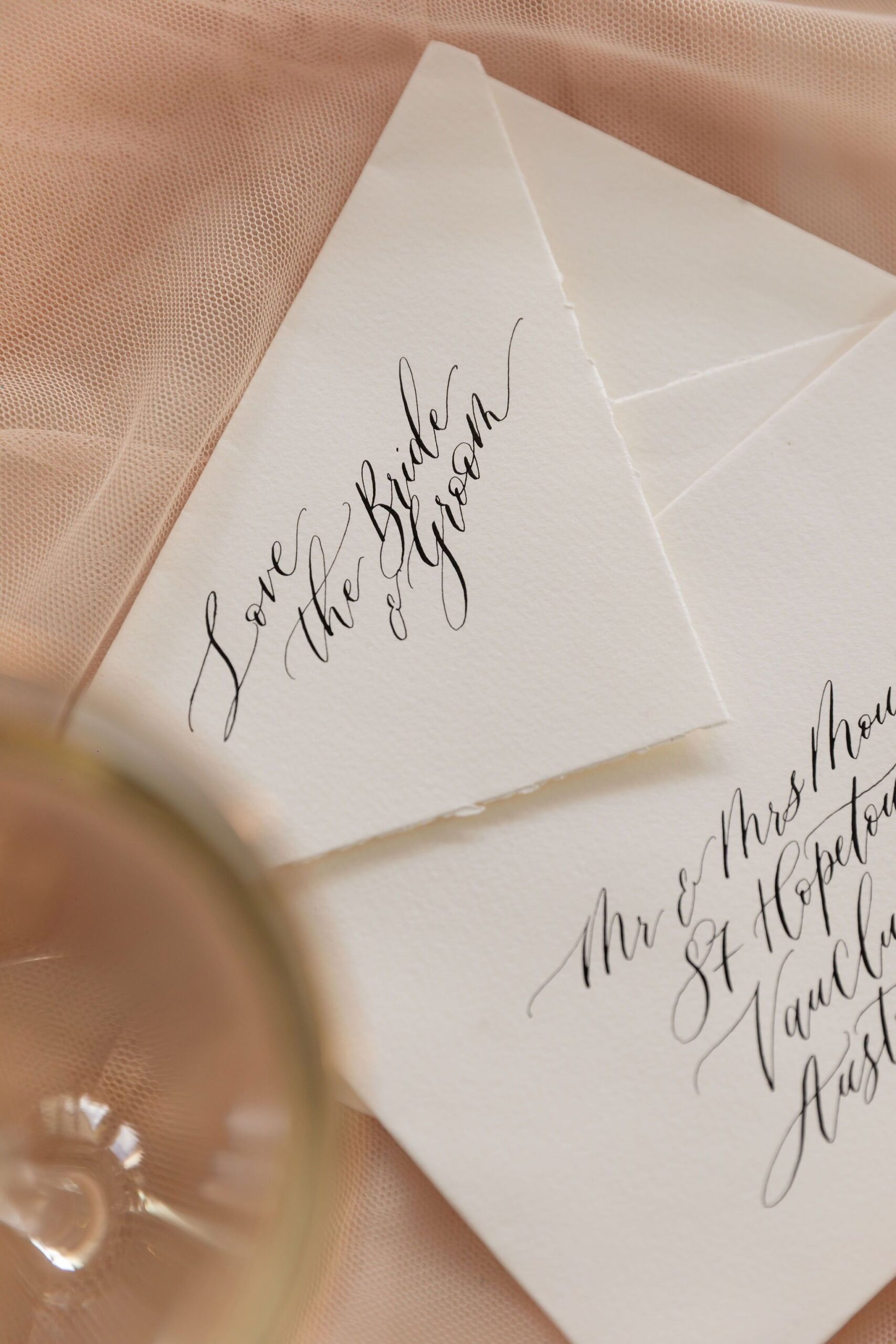 Elegant hand written calligraphy envelopes