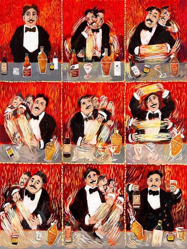 Guy Buffet Making Of The Perfect Martini Art Print by Anna Garza